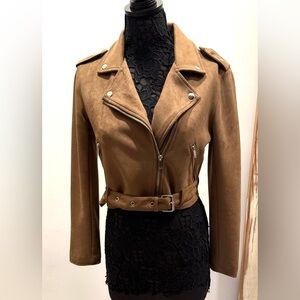 NWOT Forever 21 Brown Vegan suede  Moto Jacket